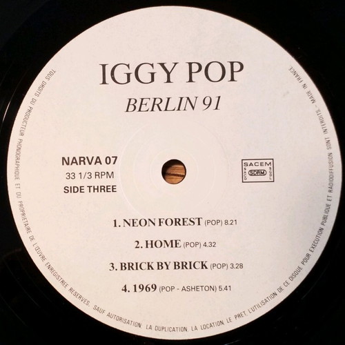 Iggy Pop Berlin 91 vinyl used, 2LP, rock