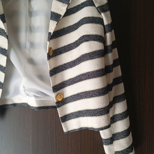 Women's striped jacket new, size M, white and blue