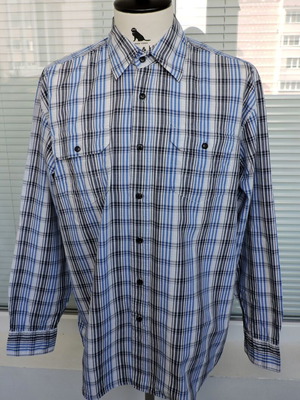 Wrangler Jeans Mens White Blue Grey Checked Vintage Long Sleeve Shirt Large like new