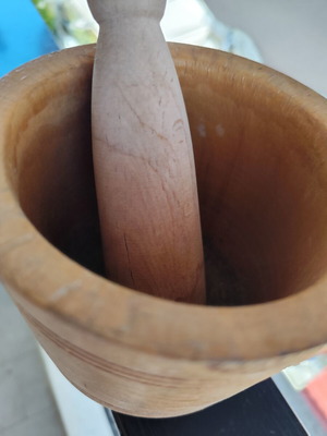 Wooden mortar large, like new