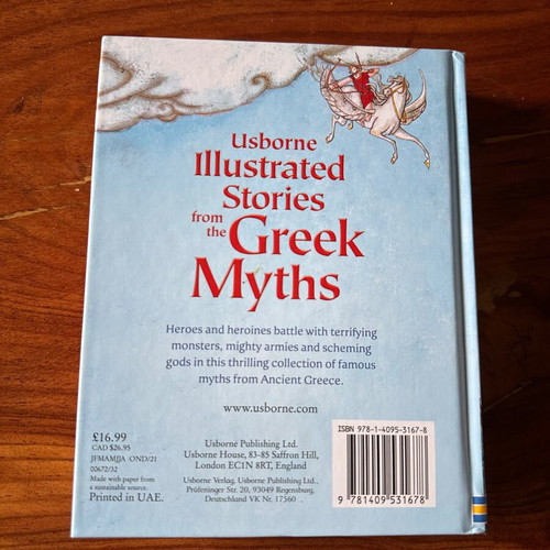 Usborne Illustrated Stories from the Greek Myths book, like new