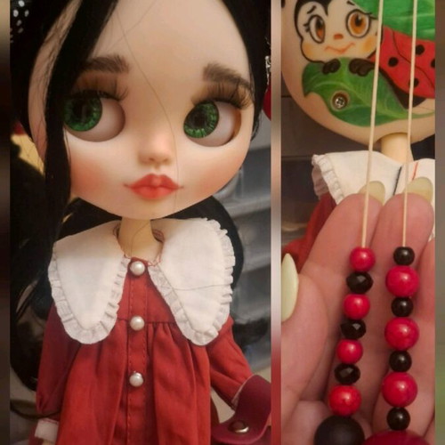 Blythe doll new handmade with hand-painted ladybug design