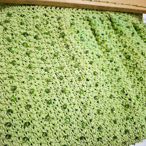 Knitted bag used green, approx. 40x25cm