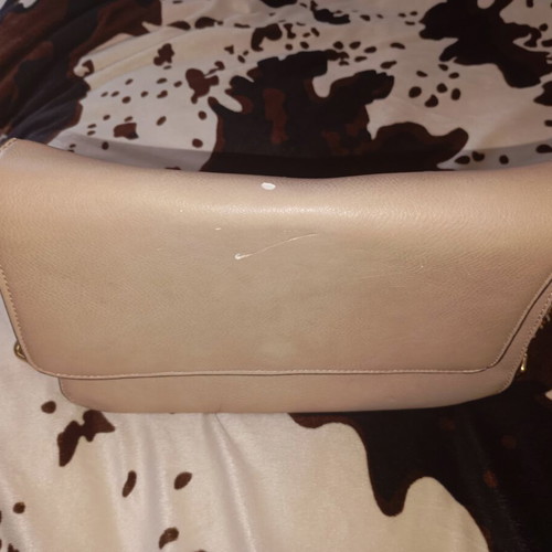 Vintage beige clutch bag used with gold chain details