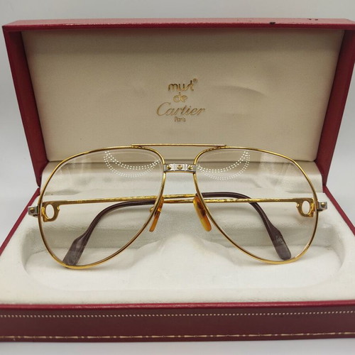 Must De Cartier Gold Santos 22kt Gold Plated glasses used