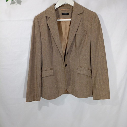 Wool women's jacket used brown herringbone Vogue size M