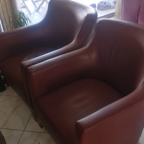 Leather armchairs with beech frame like new
