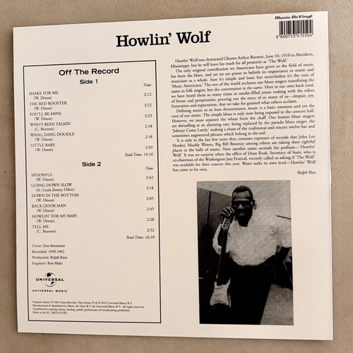 Howlin' Wolf vinyl record like new, blues genre