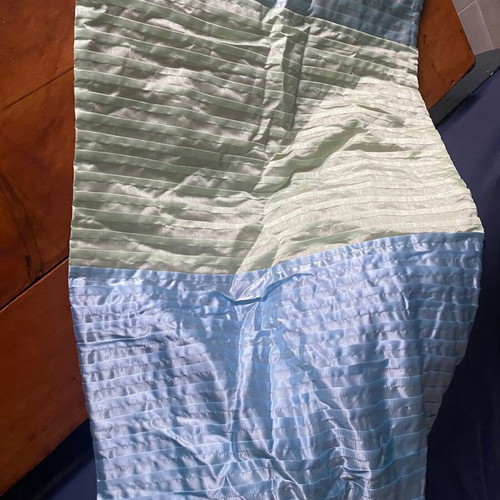 End of the bed cover blue and green satin feel silky soft 64x240cm like new