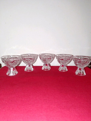 Vintage κρυστάλλινα ποτήρια λικέρ σφηνοπότηρα 5 τεμαχίων σαν καινούργια