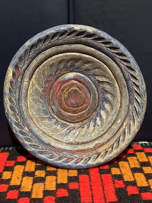 Vintage διακοσμητικό πιάτο 20x5cm σαν καινούργιο, χειροποίητο κεραμικό ρουστίκ