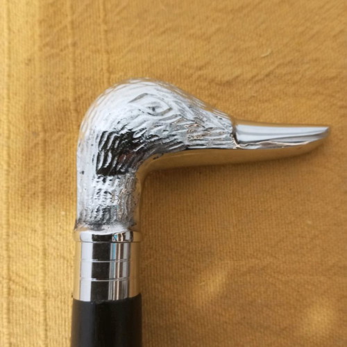 Bronze duck handle cane used, collectible, in two parts