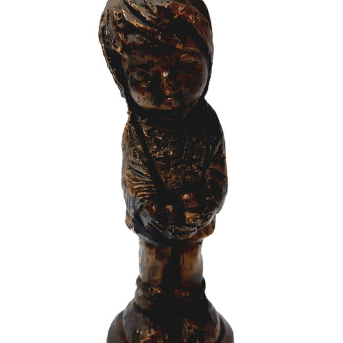 Vintage Copper Figurine Girl 16 cm 290 g with Patina