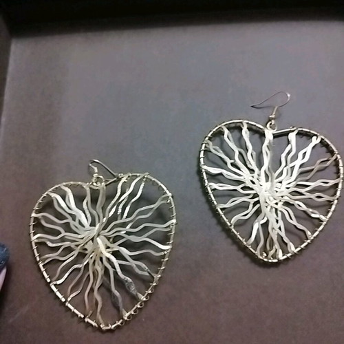 Handmade gold-colored earrings large new