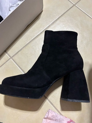 Black ankle boots used, square toe, size 38