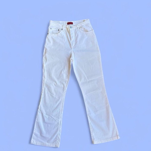 Holyday white high-waisted pants used, elastic, summer style