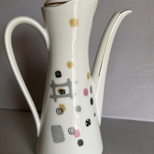 Vintage Bavaria porcelain coffee pot with lid, Mid-Century design