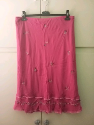 Satin silk pink midi skirt XXL like new, Debenham's Edina
