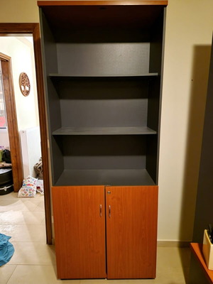Bookshelf dark gray and walnut wood used