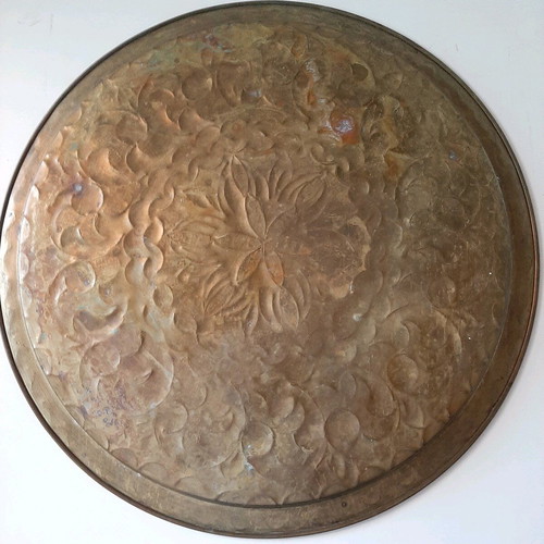 Copper tray used, over 100 years old with patina