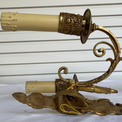 Antique wall lights used, set of 2