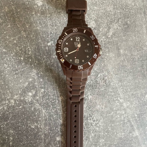 BKS TIME wristwatches used, brown and pink, battery replacement needed