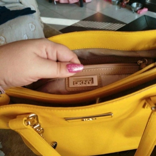 DKNY shoulder bag used, yellow leather