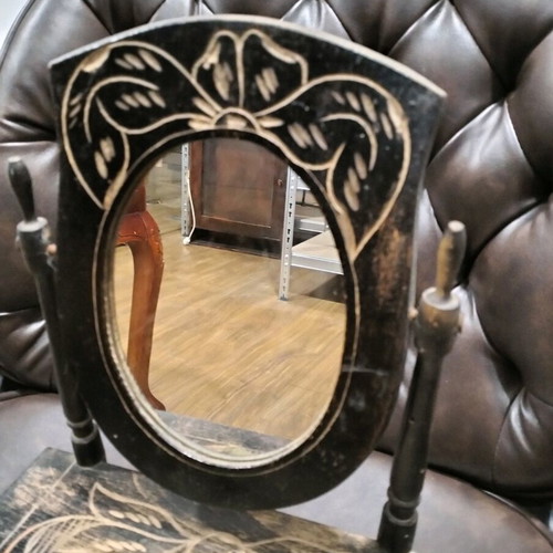 Carved mirror with drawer used, antique item
