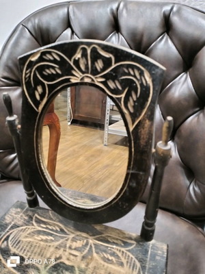 Carved mirror with drawer used, antique item