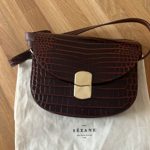 Sezane leather bag with croco effect like new, crossbody, brown