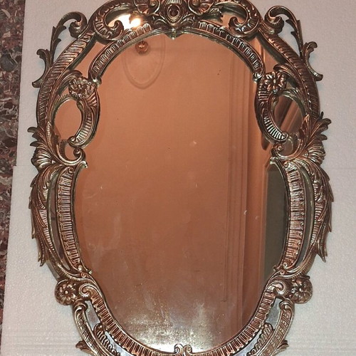 Antique entry console with mirror and marble wall mount used