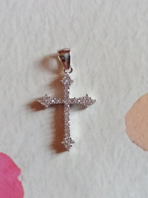 Silver 925 Cross with White Zircons new