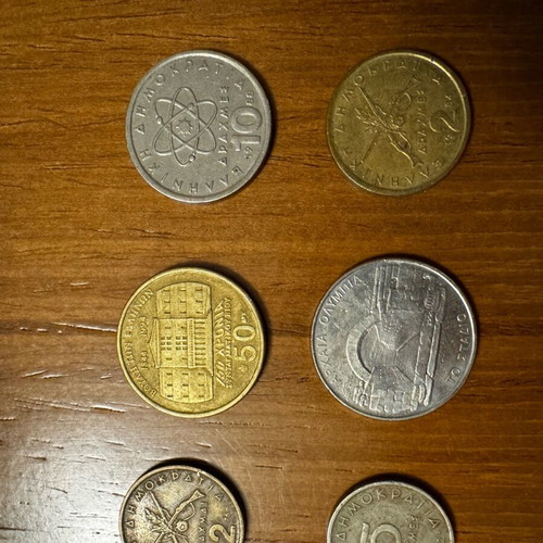Drachma coins new from 1976, Greece