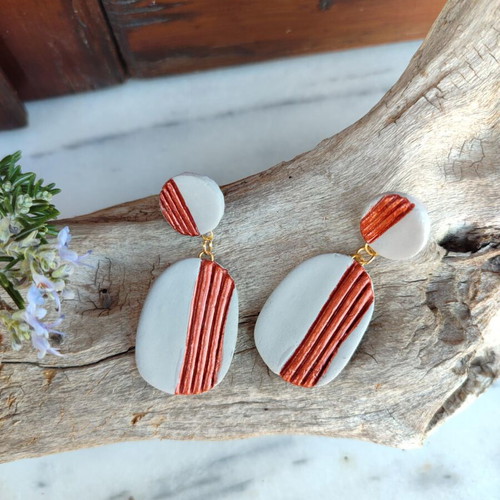 Earrings handmade from clay and cement, new with stainless steel clasp
