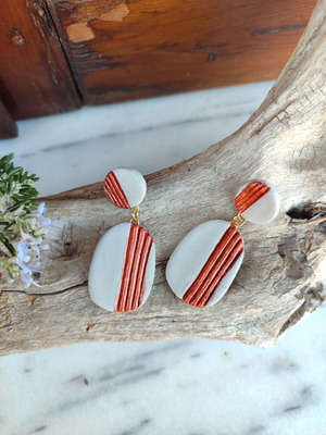 Earrings handmade from clay and cement, new with stainless steel clasp