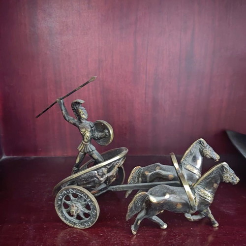 Achilles chariot used bronze decorative 18cm