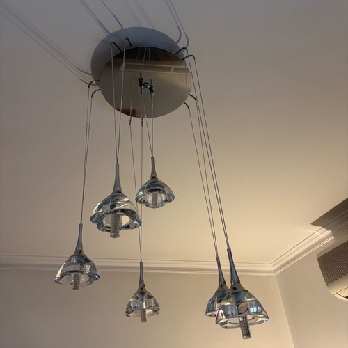 Set of 2 Crystal Pendant Lights for Living Room and Dining Room