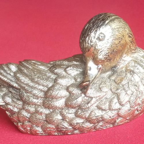 Decorative Silver-Plated Duck Vintage 1970 Like New