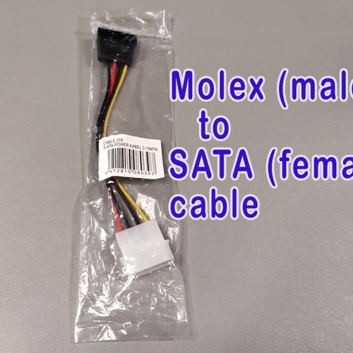 Molex to SATA Cable 10.5 cm New