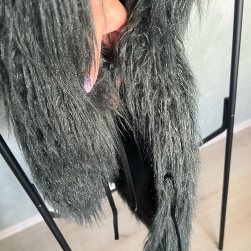 Pause Jeans vest with faux fur used, dark black-green