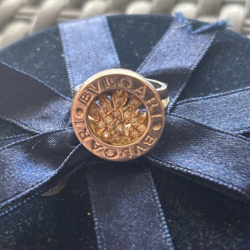 Bulgari ring silver gold 925 & 585 like new with zircon