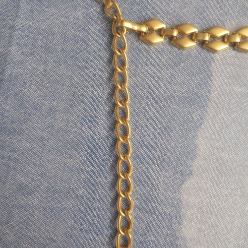 Vintage women's metal chain belt, matte gold