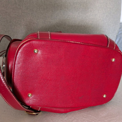 Lancel Elsa Sellier red leather shoulder handbag used