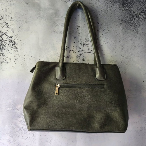Women's shoulder bag used, grey with zipper and clips