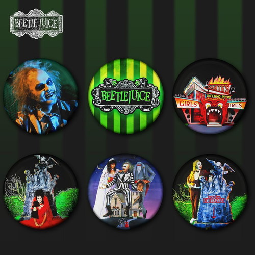 Beetlejuice pin set new, 6 pieces, 3 cm