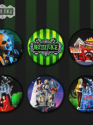 Beetlejuice pin set new, 6 pieces, 3 cm