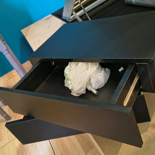 Wall-mounted nightstands used, mini black, 39.7x23.3x9.7 cm