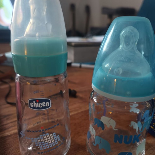 Baby bottles set of 3, up to 120ml, like new, glass and plastic