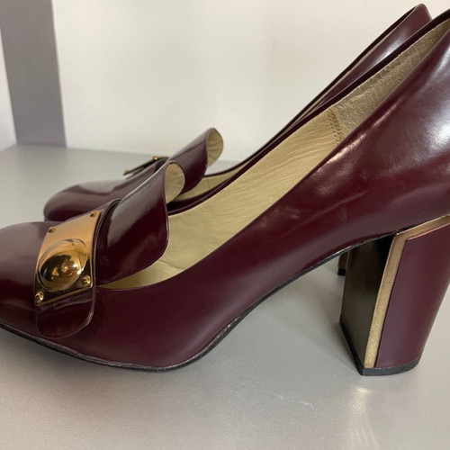 Ash leather pumps used, burgundy, 9 cm heel, size 40
