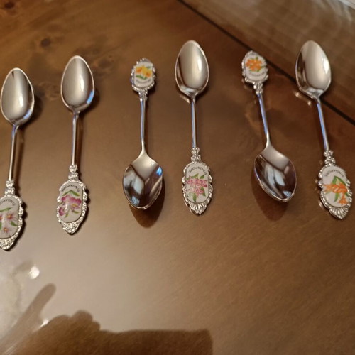 Silver Teaspoons Set of 6 with Floral Designs 12cm New